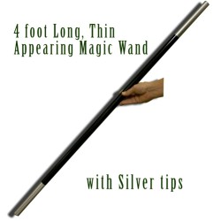 Appearing Wand - 4 Feet Black & Silver THIN